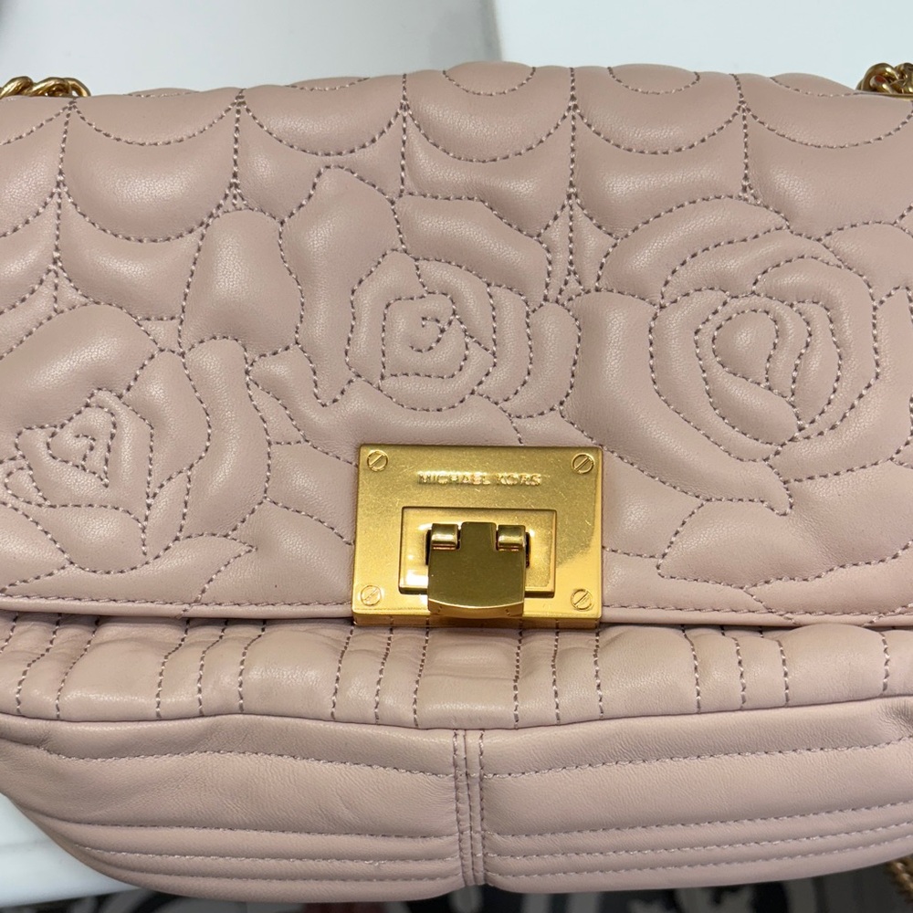 Michael Kors Pink Floral Quilted Shoulder Bag